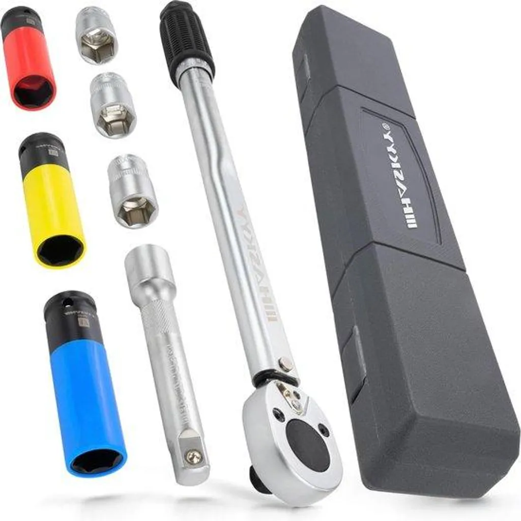 Coffret clé dynamométrique 1/2 et jeu de douilles pour roues de voiture