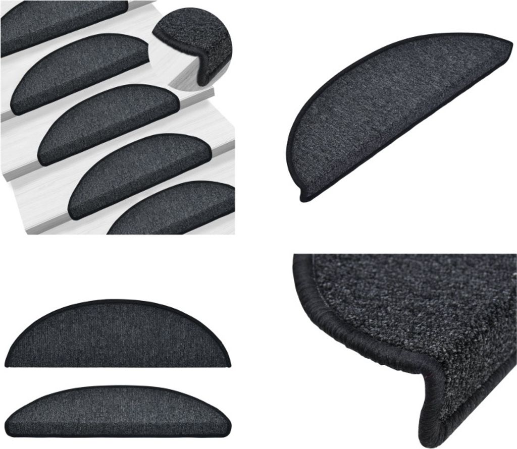 vidaXL 15 Stk. Treppenmatten Anthrazit 56 x 17 x 3 cm - Treppenmatte - Treppenmatten - Stufenmatte - Stufenmatten