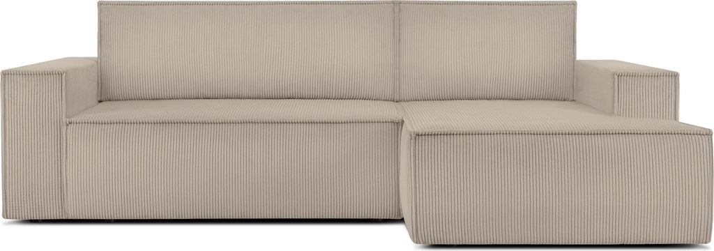 KONSIMO Ecksofa rechts in Pet Friendly Cord-Stoff mit Schlaffunktion "NAPI" ,beige, Kordstoff, Modern, 262x88x148cm