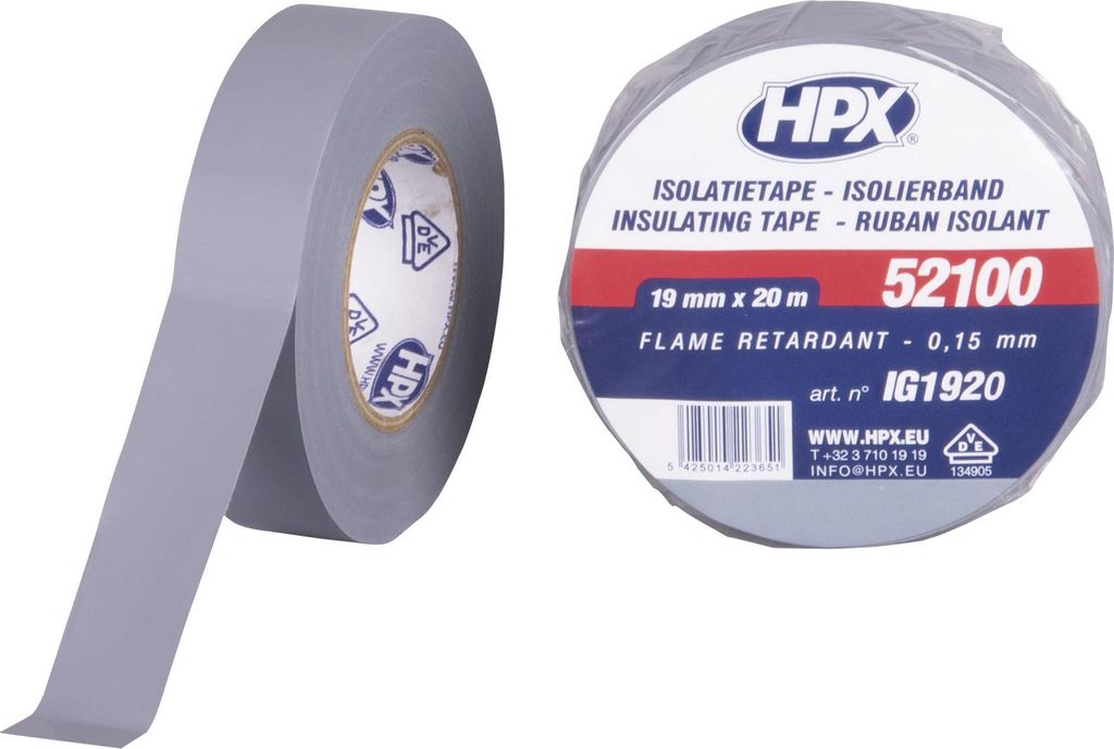 HPX PVC Insulation tape 52100 Grau - 19 mm / 20 m