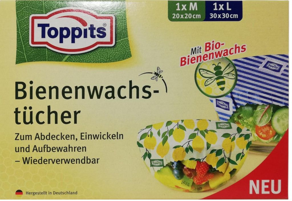 Toppits Bienenwachstücher - 1 Packung mit 2 Tüchern (1x Produktbild 