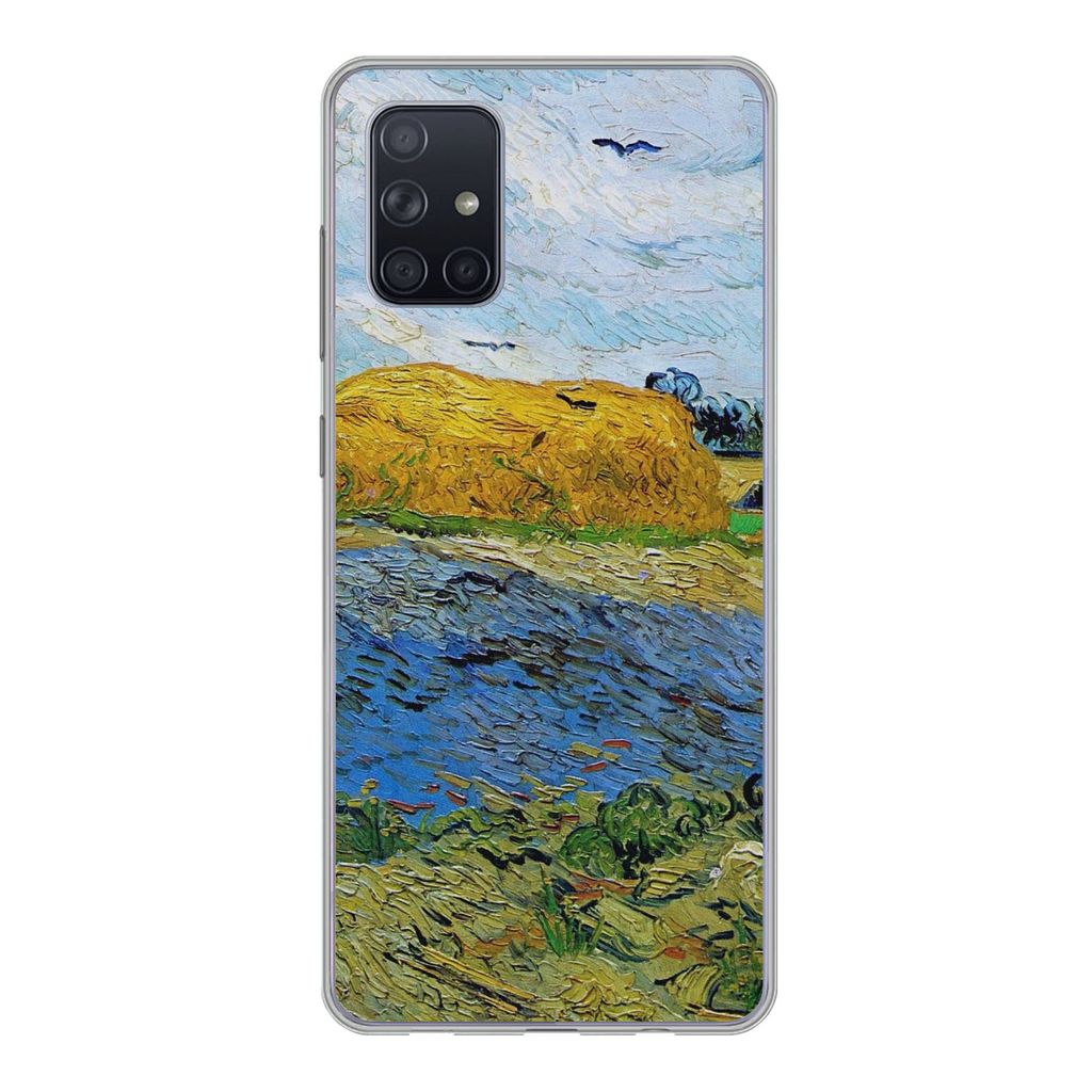 MuchoWow Handyhülle Schutzhülle Hülle für Samsung Galaxy A51 Heuballen unter einem regnerischen Himmel - Vincent van Gogh Silikon Softcase Ha...