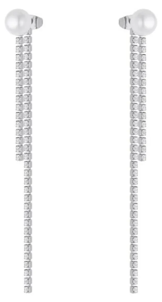 Boucles d'oreilles pendantes femme en perles et cristaux de prestige