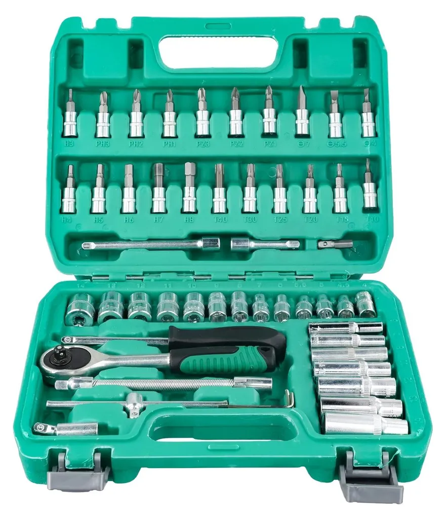 Kit réparation auto 53 pièces avec clé à cliquet et douilles variées