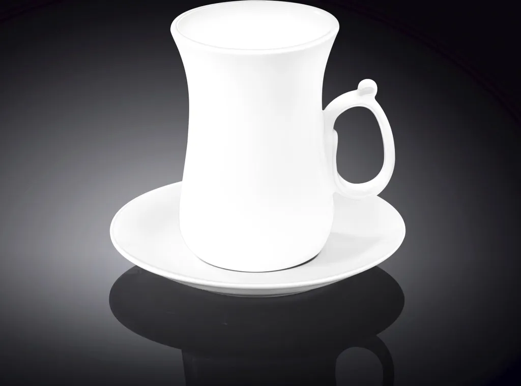 Set 6 Tazze Tè Wilmax WL-993087/6C in Porcellana Bianca 120ml
