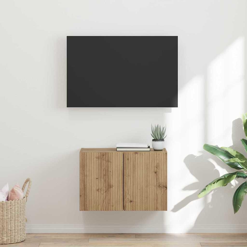 "Schlussverkauf" TV-Wandschrank moderne - Wand Hängeboard - für das Wohnzimmer - Artisan-Eiche 59,5x31x40 cm Holzwerkstoff C14701