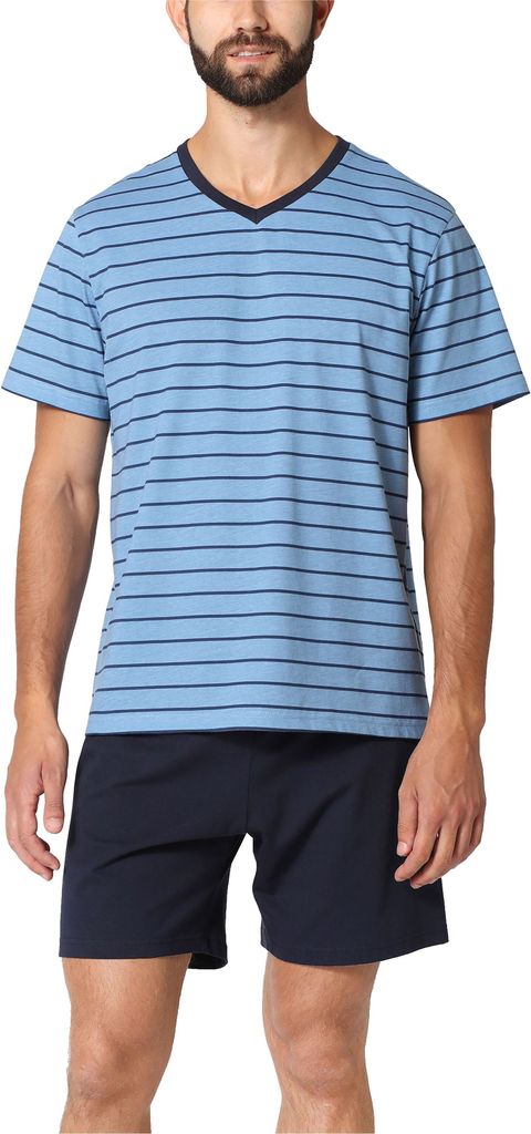 Ladeheid Herren Schlafanzug kurz aus Baumwolle LA40-223 (Ozean Marineblau, M)