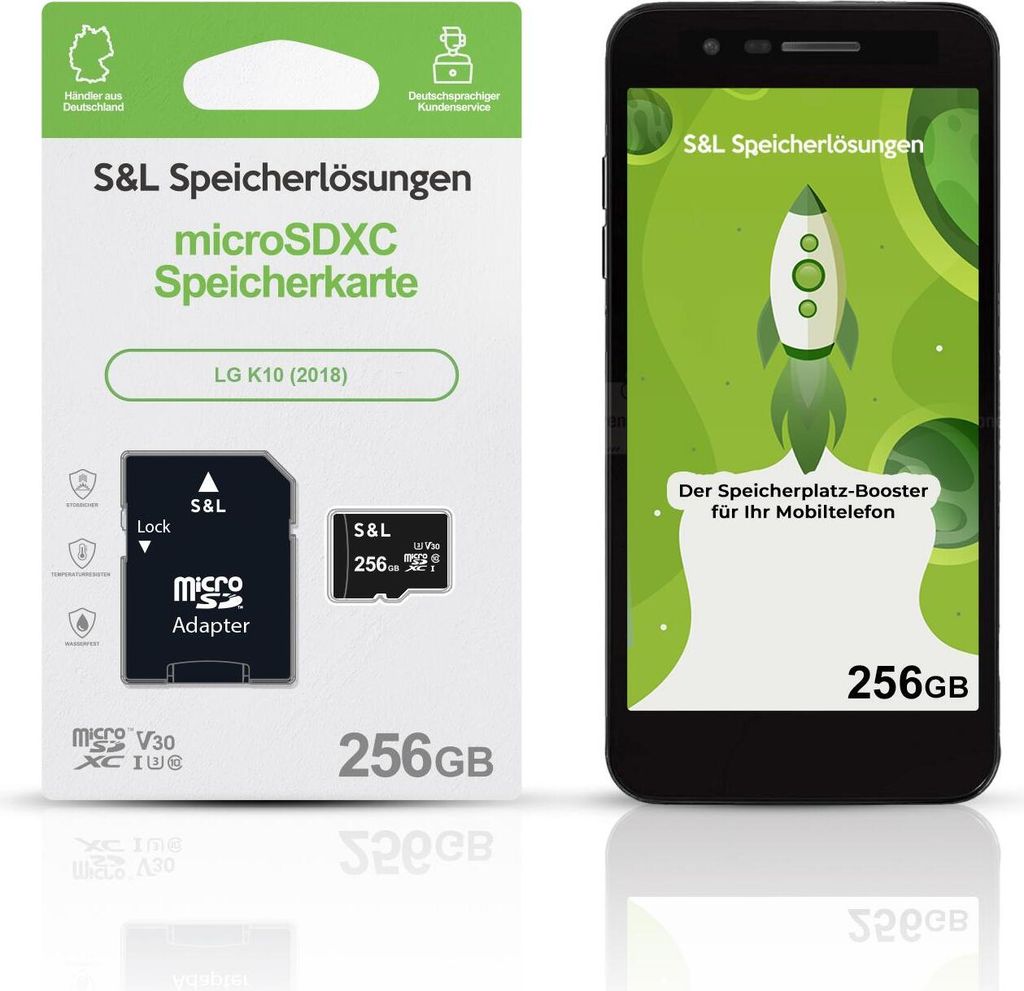 microSD Speicherkarte S&L für LG K10 (2018) - Speicherkapazität: 256 GB