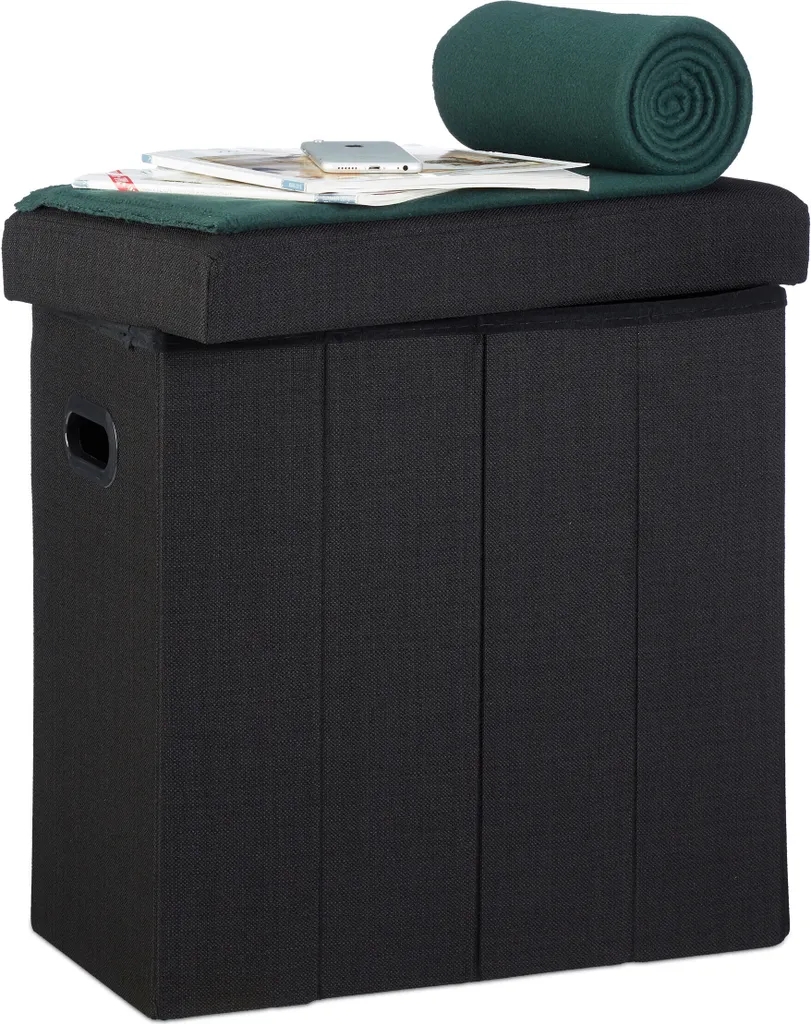 Relaxdays Tabouret Pliable et Polyvalent pour Cuisine ou Camping en Noir