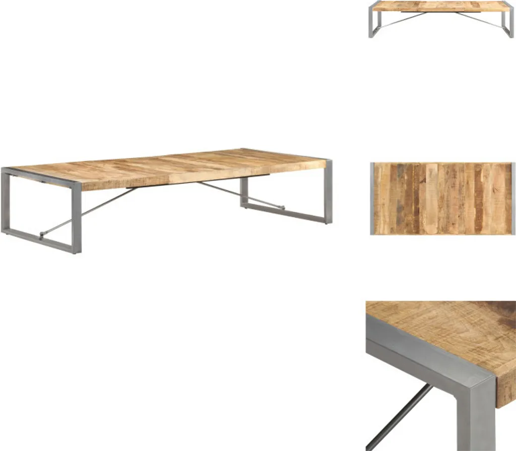 Table basse industrielle vidaXL en manguier brut massif 180 cm de long