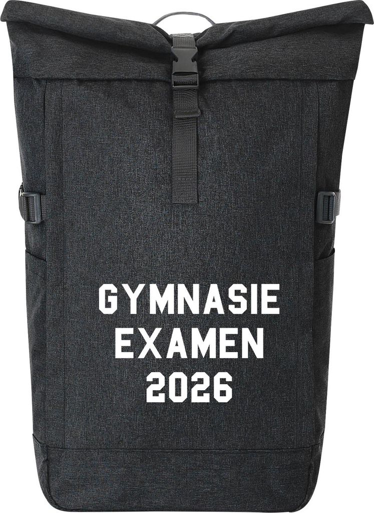 Huuraa Kurierrucksack Gymnasieexamen 2026 Abschluss Schweden 30-44 Liter Black Melange Fairtrade Rolltop Rucksack Geschenkidee