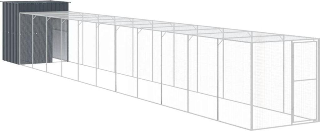 vidaXL Hühnerkäfig mit Auslauf Anthrazit 165x1271x181cm Stahl Verzinkt