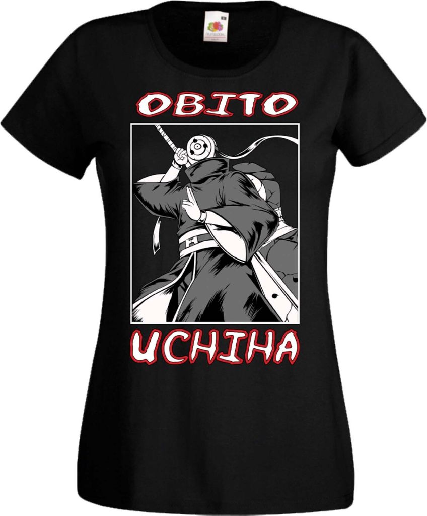Damen T-Shirt Manga Anime Naruto Obito Uchiha, Lady S / Schwarz