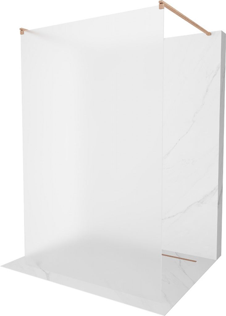 Mexen Kioto freistehende Duschwand 100 x 200 cm, satiniert 8 mm, gebürstetes Messing - 800-100-002-65-30