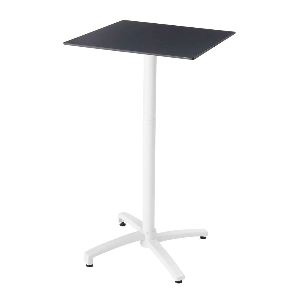 Hoher Gartentisch 60 x 60 cm neigbar schwarze Laminatplatte - Oviala Opéra