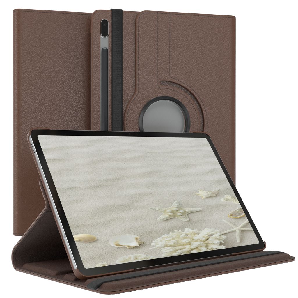 EAZY CASE - Tablet Hülle für Samsung Galaxy Tab S7 FE / 5G Schutzhülle, Tablet Case 360° drehbar in Braun