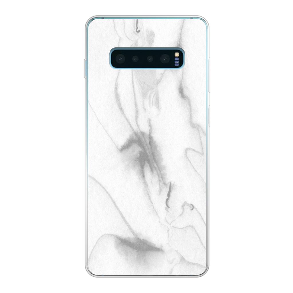 MuchoWow Handyhülle Schutzhülle Hülle für Samsung Galaxy S10 Plus Marmor - Grau - Weiß - Abstrakt - Marmoroptik Silikon Softcase Handy Hüll...