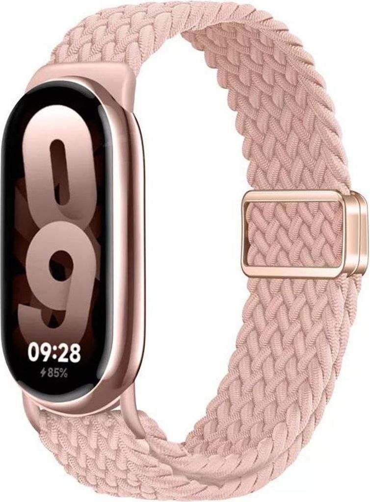 Strap-it Geflochtenes Nylonband mit Magnetverschluss - passend für Xiaomi Smart Band 8 / Smart Band 9 / Smart Band 10 (pink)