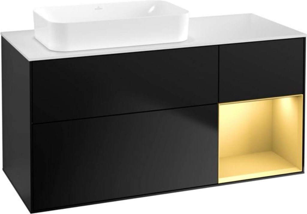 V&B Waschtischunterschrank Finion 120x60 cm, Reg re gol m, bla m lacquer