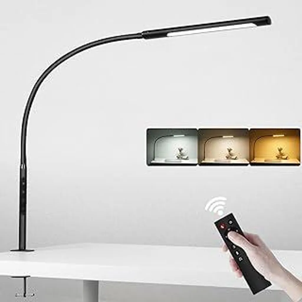Lampada Scrivania LED 12W 1200lm - Morsetto, Telecomando, CRI >90