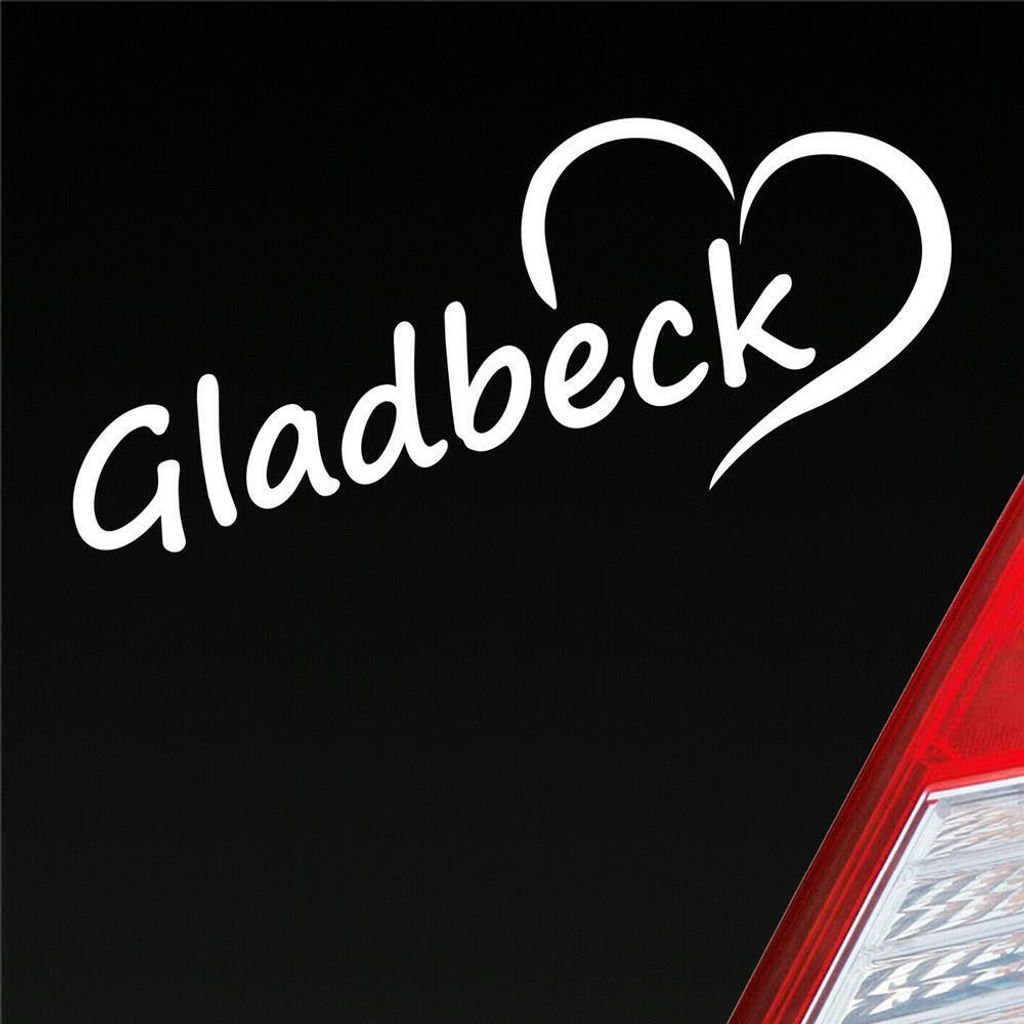 Auto Aufkleber Gladbeck Herz Stadt City Liebe Love 19,5x8 cm Weiss Matt Sticker Heckscheibenaufkleber