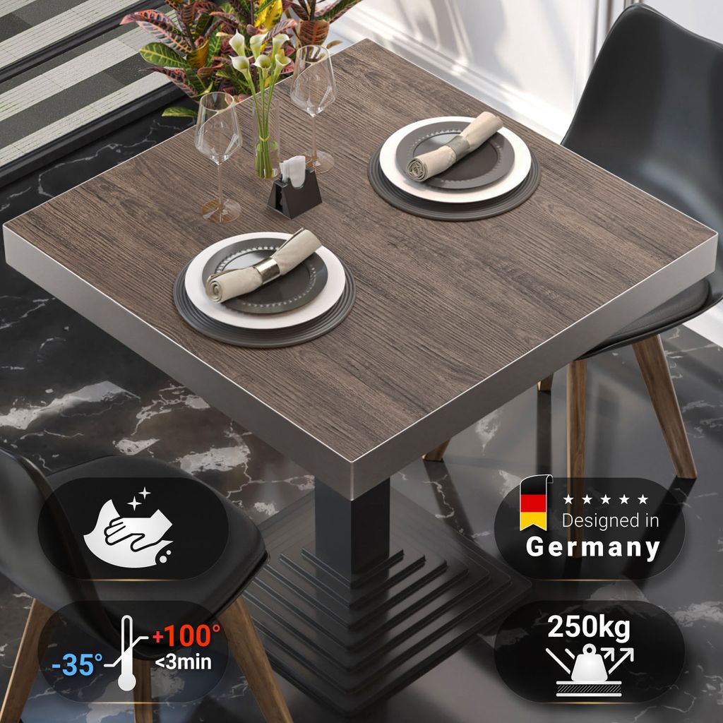 BRASIL | Gastro Tischplatte | B:T 80 x 80 cm | Light Wenge | Quadratisch | Gastro Tischplatte