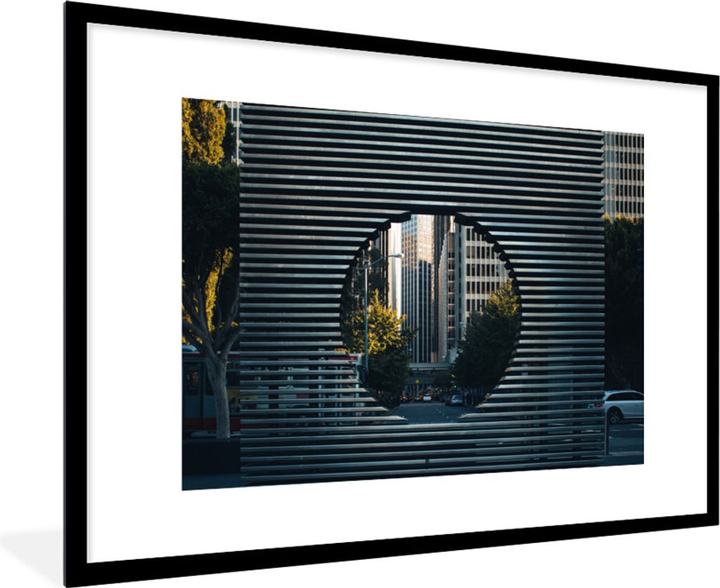 MuchoWow MuchoWow Gerahmtes Poster New York - Architektur - Pflanzen 90x60 cm - Poster mit zchwarzem Bilderrahmen - Wanddekoration - Fotos