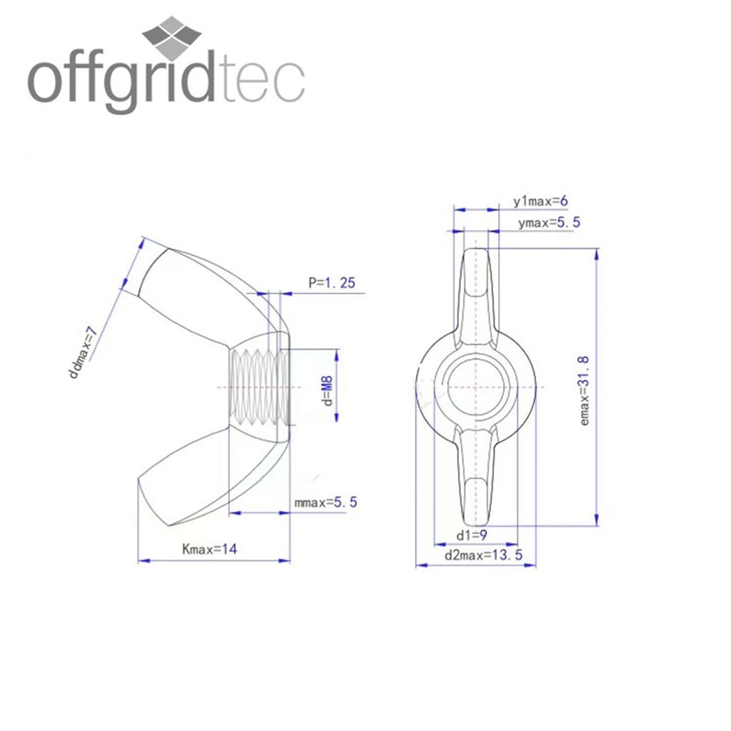 Offgridtec Flügelmuttern M8 Edelstahl A2 V2A 304 DIN315 15 Stk.