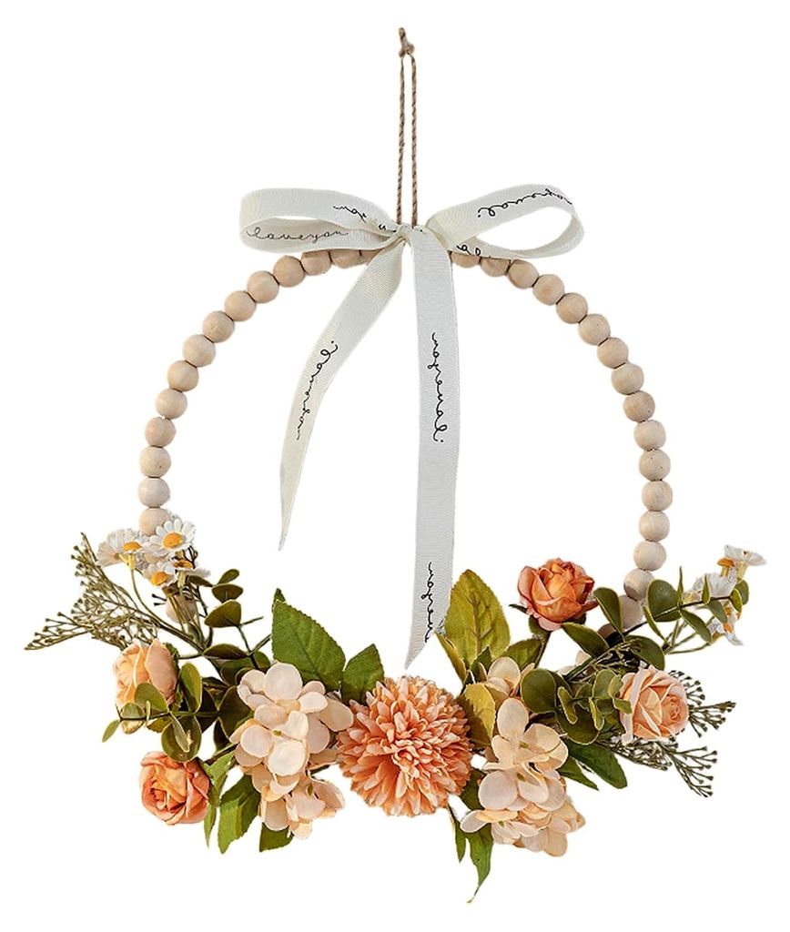 Türkranz Deko, Frühlingskranz mit Künstlichen Blumen und Girlande