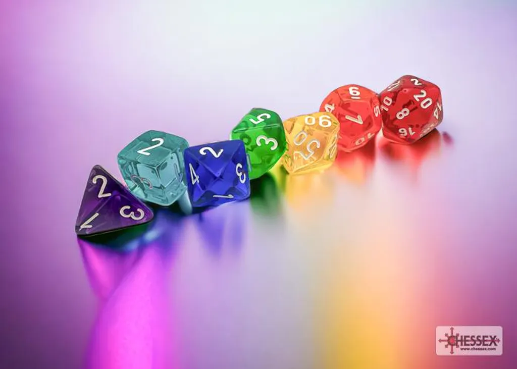 Dés de Jeu Chessex Prism Translucent : 7 Dés Lisibles et Inusables
