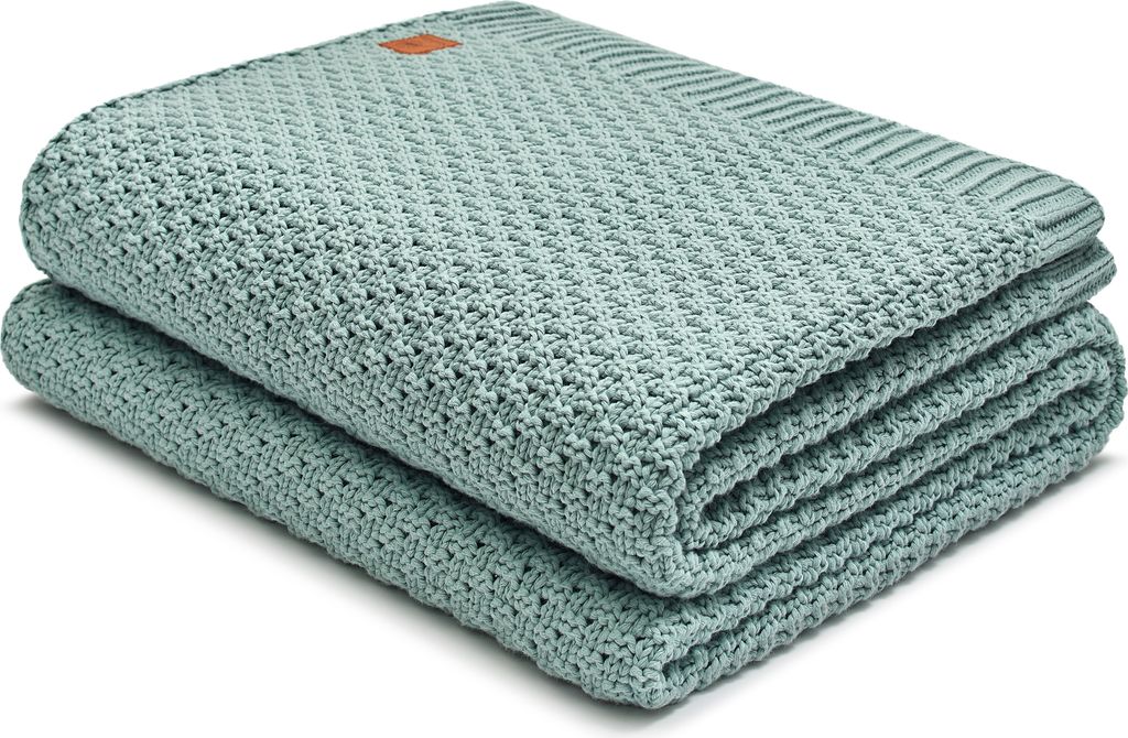 Nordville Kuscheldecke - Grün 140x180 cm aus 100% Bio Baumowlle