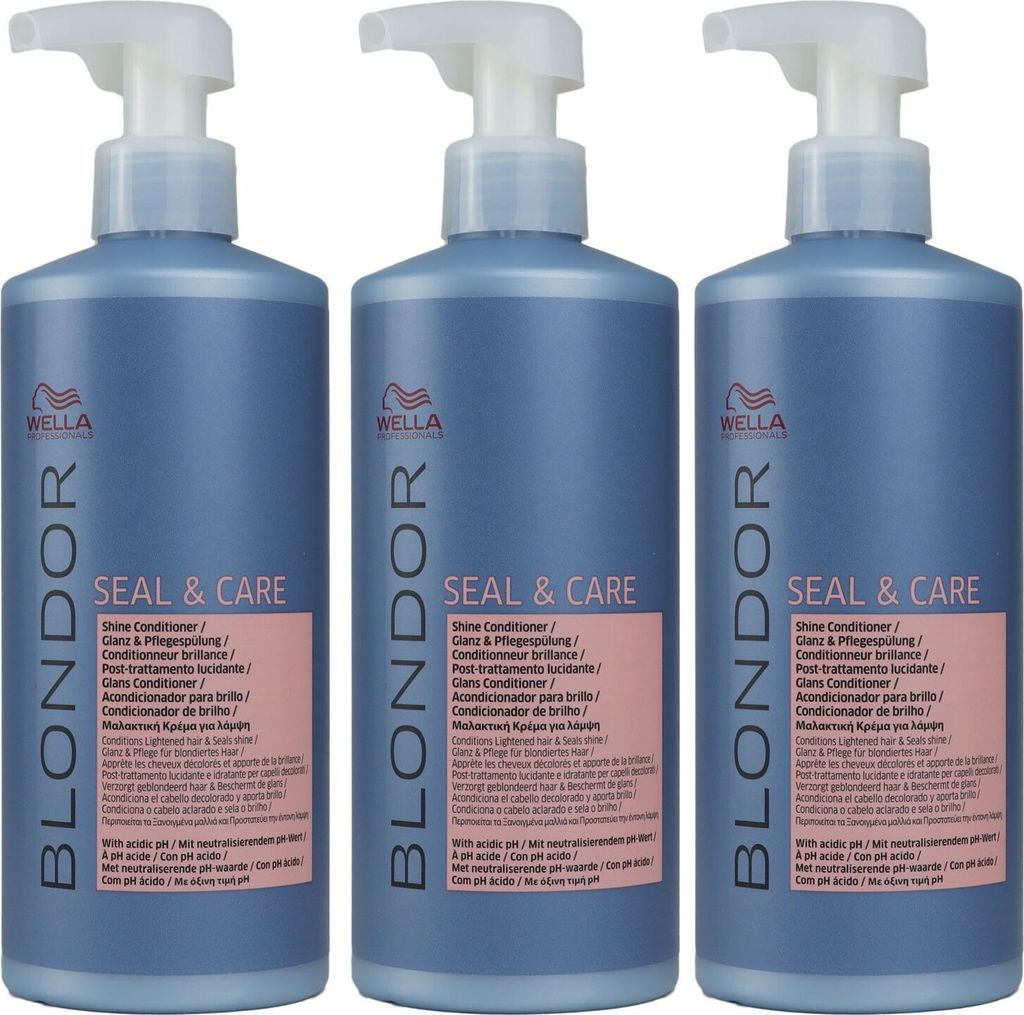 Wella Blonde Seal & Care 3 x 500 ml Glanz & Pflegespülung Produktbild 