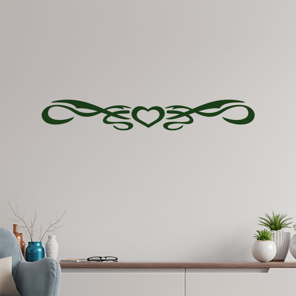 Tribal Herz Wandtattoo in 6 Größen - Wandaufkleber Wall Sticker - Dekoration, Küche, Wohnzimmer, Schlafzimmer, Badezimmer