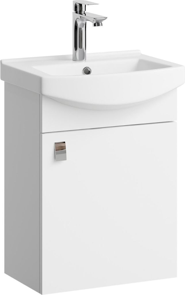 Planetmöbel Waschbecken mit Waschbeckenunterschrank, Waschtisch-Unterschrank 45cm Gäste Bad Weiß