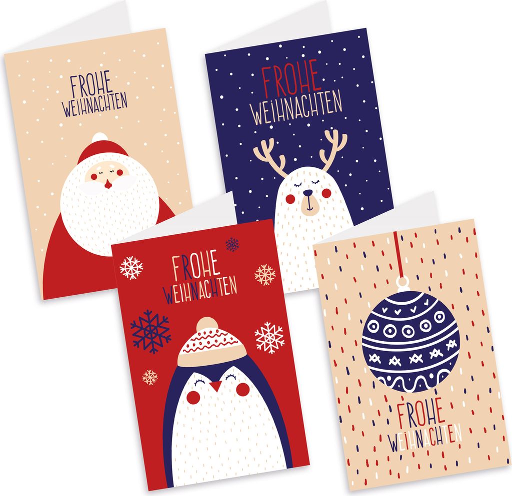 itenga Weihnachtskarten "Figuren" 8x Klappkarte DIN A6 + Produktbild 