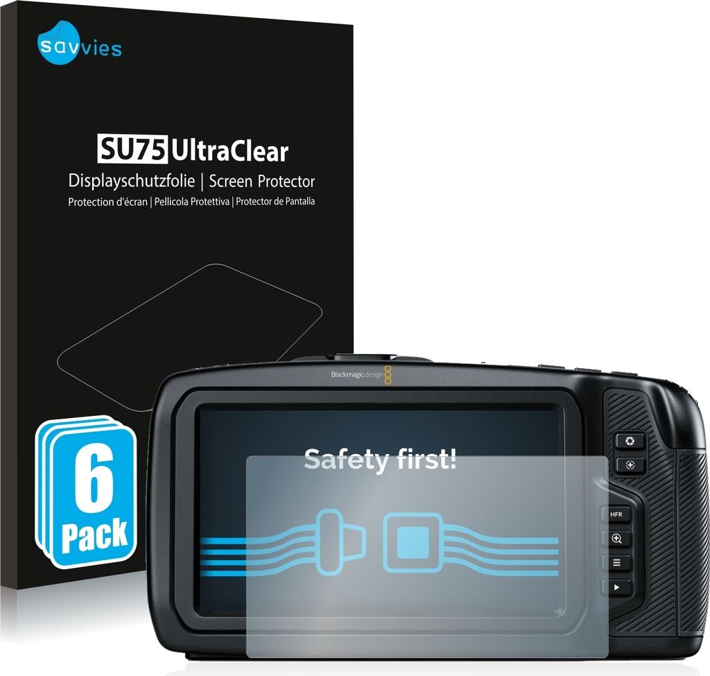 6x Für Blackmagic Pocket Cinema Camera 4K / 6K Schutzfolie Savvies Displayschutz Display Schutz Folie Klar Transparent