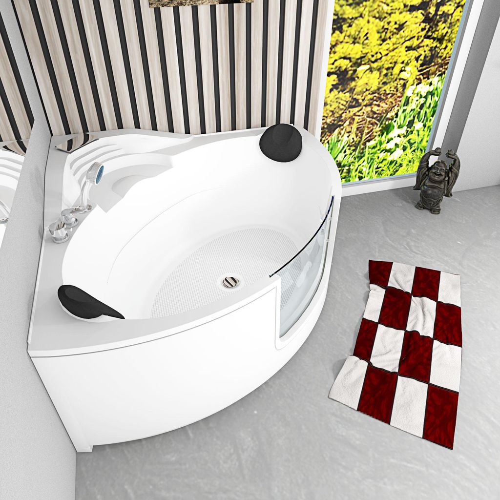 Pool Badewanne Eckwanne Wanne S60-EH 140x140cm mit Tür Walk-in-Pool