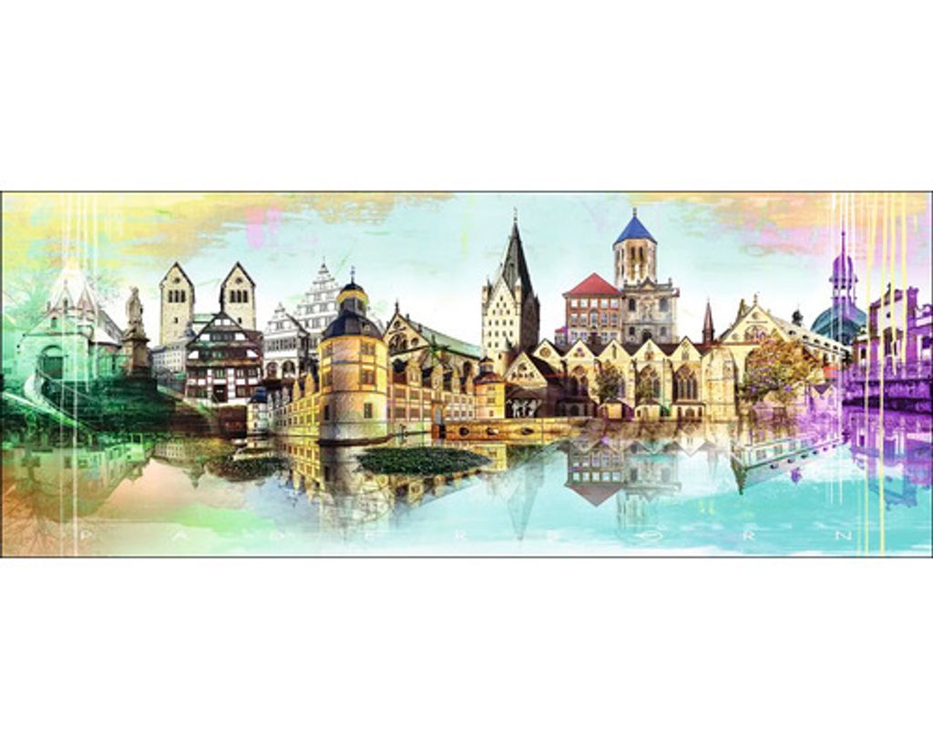 Glasbild Paderborn Wahrzeichen Panorama I 80x30 cm