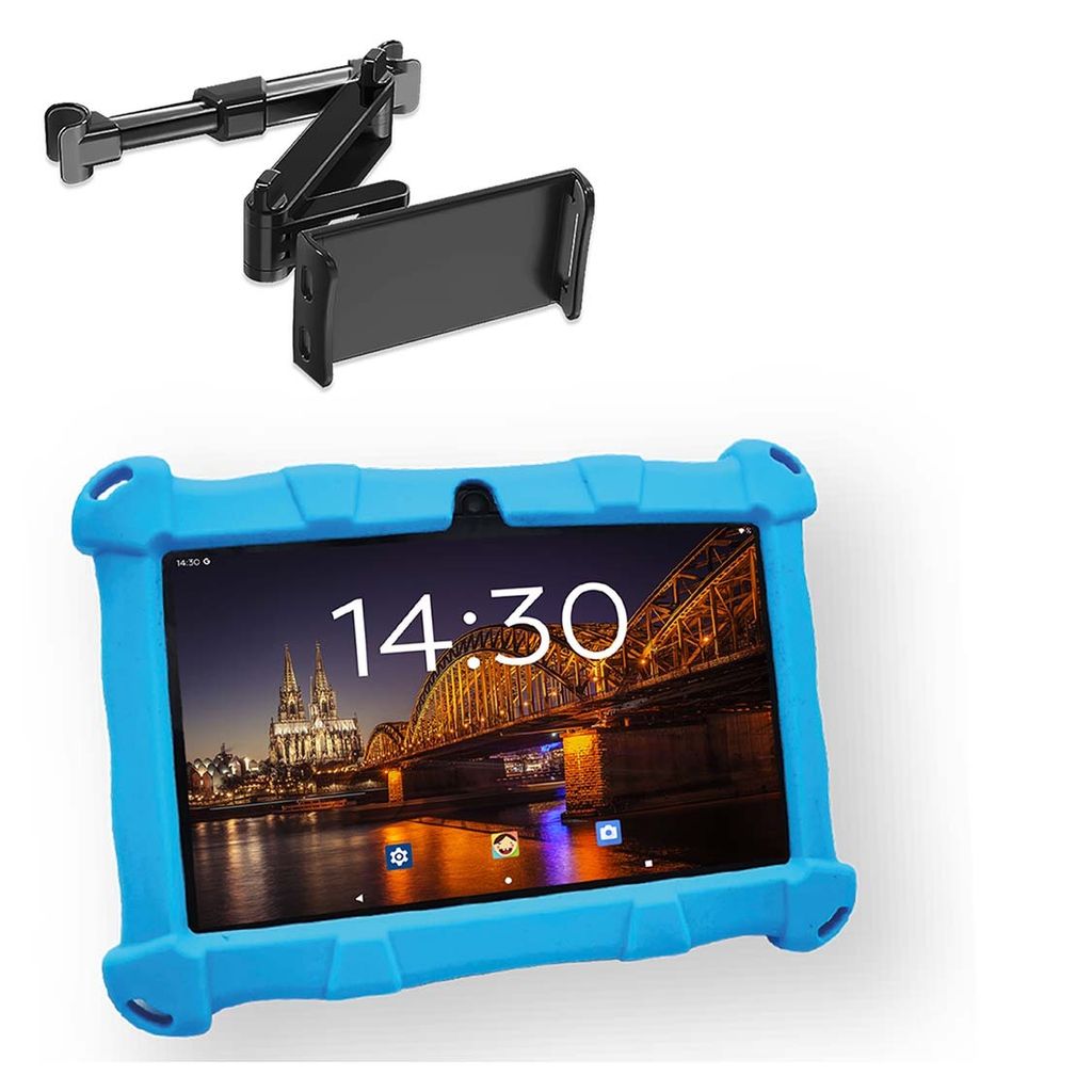AngelTech Kindertablet SLIM Blau mit Tablet-Halterung Produktbild 