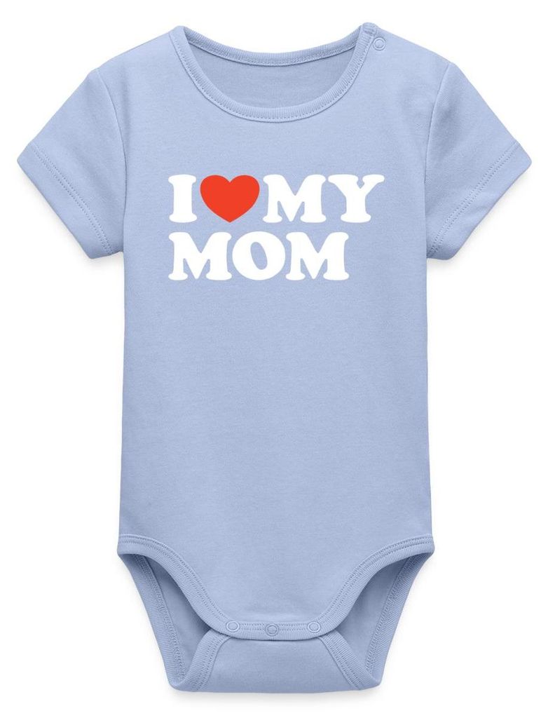 Spreadshirt I Love My Mom | Liebe Meine Mama Kurzarm Baby Body, 3-6 Monate, Sky