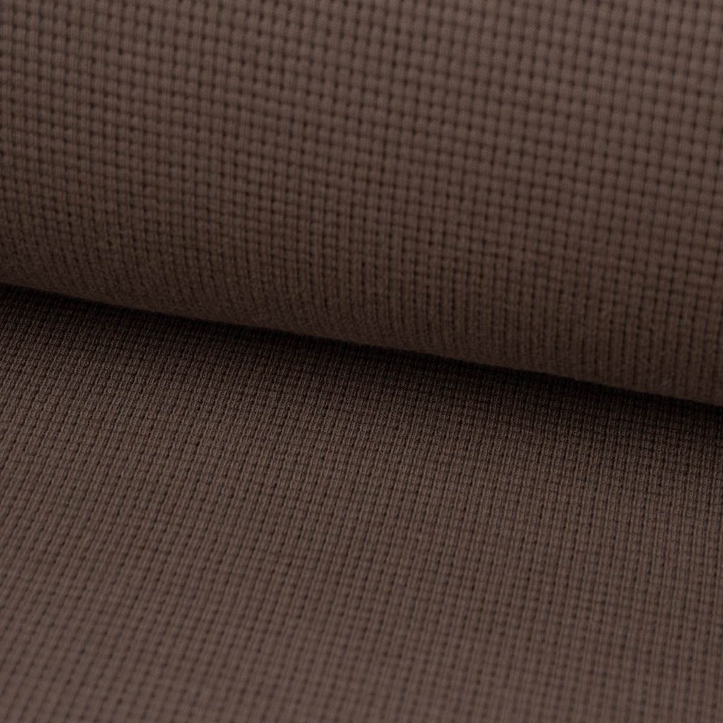 Waffelstrick Stoff Meterware Doubleface einfarbig taupe 1,4m