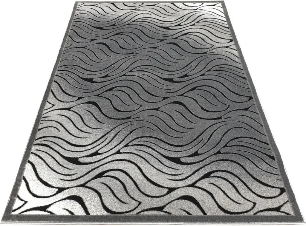 Tapis de sol DEMIAN moderne 200x290 cm - fibres haute densité gris