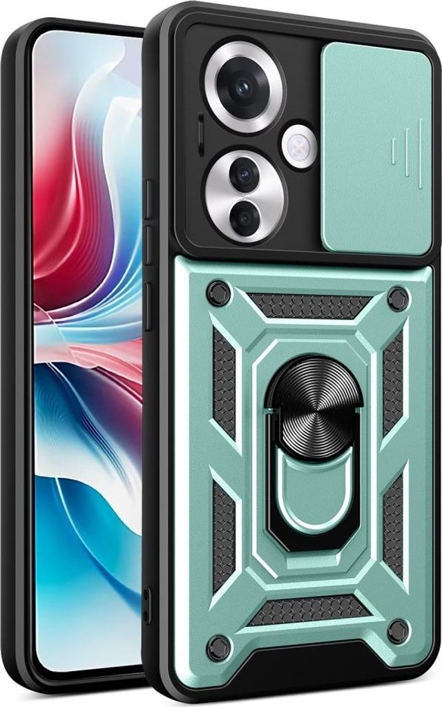 OPPO Reno11 F 5G Hülle - Coverup Armor Ring Ständer Back Cover mit Kamera Schutz - Mintgrün