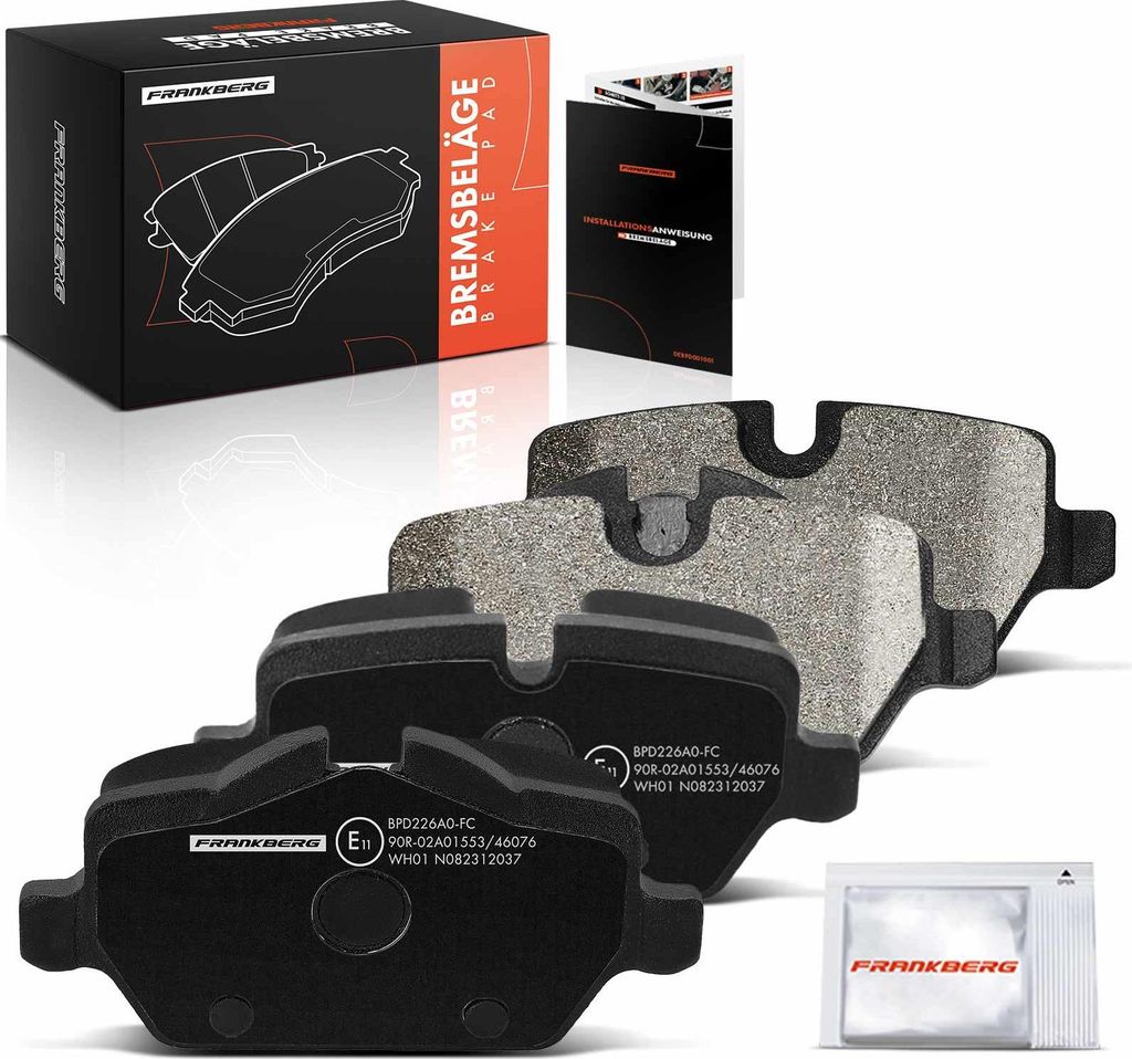 Frankberg 4x Bremsbeläge Hinterachse für BMW 1er E81 E87 3er Coupe E90 E92 MINI Mini Countryman 2004-2016