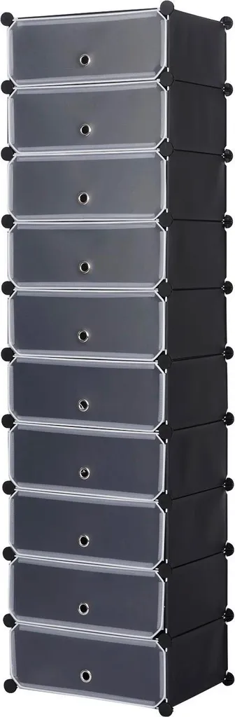 Étagère à chaussures modulaire 10 compartiments en PP et ABS Noir
