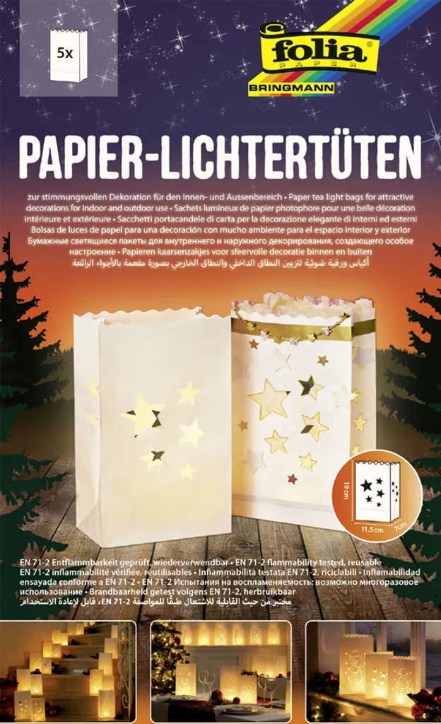 Photophores Cornets en Papier Étoilés pour Décoration de Table - 5 pcs