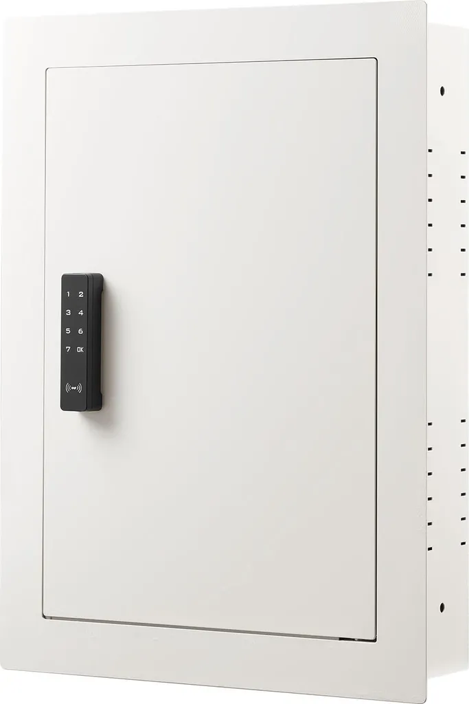 SucceBuy Coffre-fort Mural Blanc en Acier Q235 avec Code et Clé de Secours