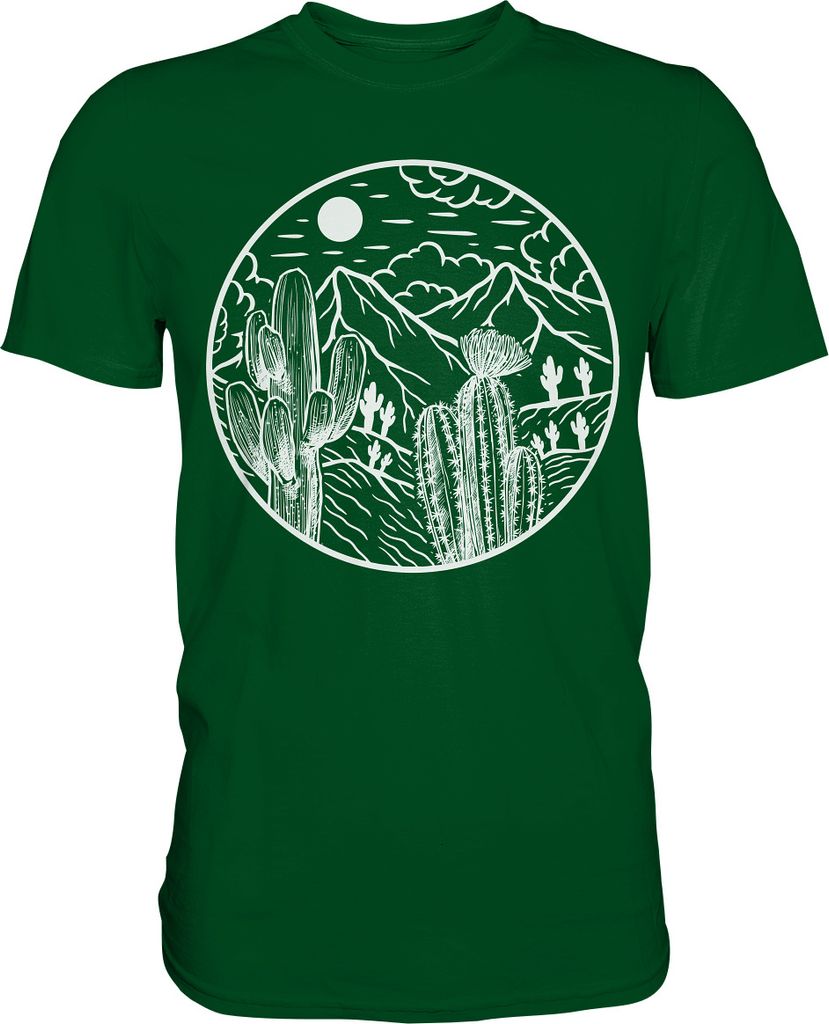 Kaktus Landschaft Sukkulenten Wüste T-Shirt – Bottle Green Produktbild 