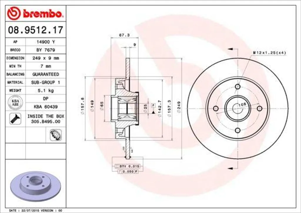 Disque de frein Brembo contre les sifflements de Peugeot 307