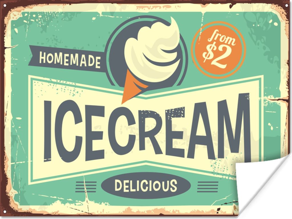 MuchoWow Poster Eis - Vintage - Teller - Zitat 80x60 cm - Kunst für zu Hause